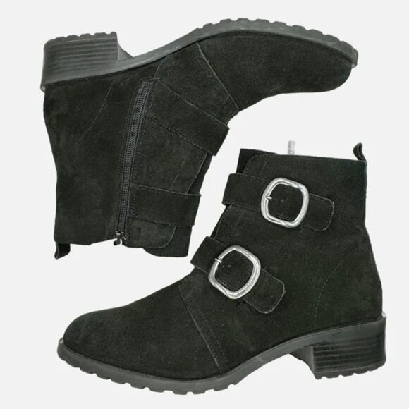 Anne Klein black suede ankle boots - Picture 1 of 8